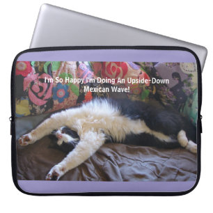 Grappige Tuxedo Cat Schattige met een Mexicaanse g Laptop Sleeve