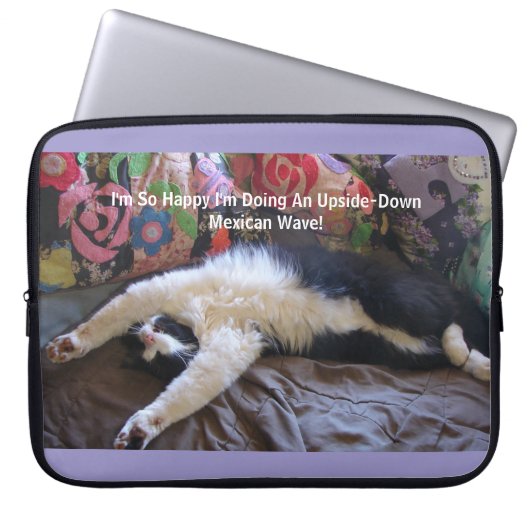 Grappige Tuxedo Cat Schattige met een Mexicaanse g Laptop Sleeve (Voorkant)