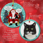 Grappige Tuxedo-kat bezoekt de kerstman met hilari Keramisch Ornament