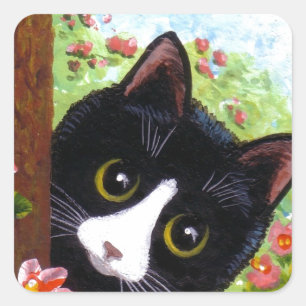 Grappige Tuxedo Kat Creationarts Vierkante Sticker