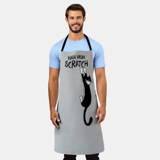 Grappige Tuxedo kat gemaakt van kras Schort (Gedragen)