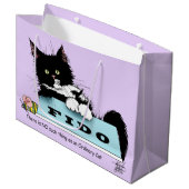 Grappige Tuxedo Kat Hond's Kom Purple Groot Cadeauzakje (Voorkant Gekanteld)