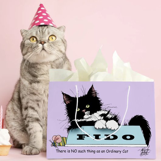 Grappige Tuxedo Kat Hond's Kom Purple Groot Cadeauzakje