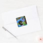 Grappige Tuxedo Kat Muis Creationarts Vierkante Sticker (Envelop)