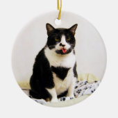 Grappige Tuxedo Kat Ornament (Voorkant)
