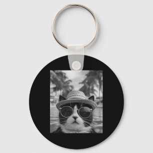 Grappige Tuxedo Kat Selfie Kat Zomer Vakantie Sleutelhanger