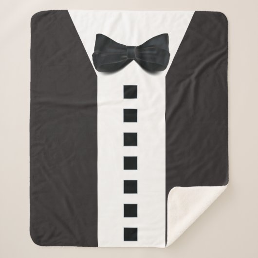 Grappige Tuxedo 🎩 Minimalistisch Elegant Sherpa Deken (Voorkant)