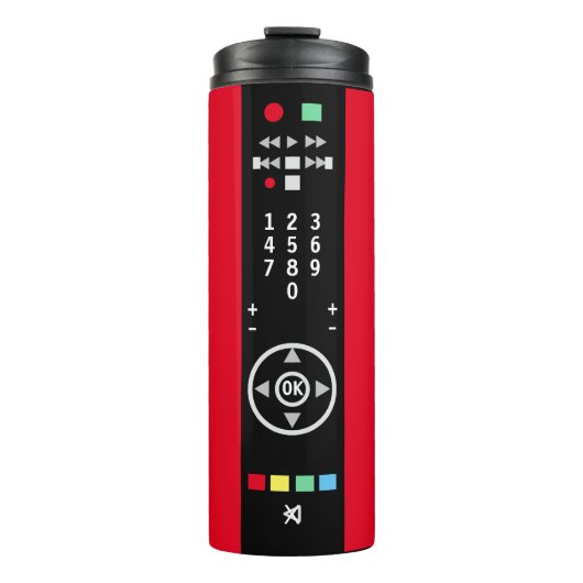 Grappige TV Afstandsbediening Rood Zwart Thermosbeker (Voorkant)