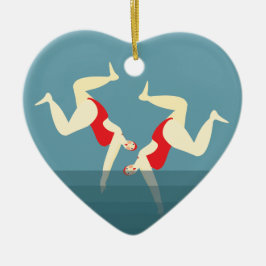 Grappige twee vrouwen wilde zwemmers kerst keramisch ornament