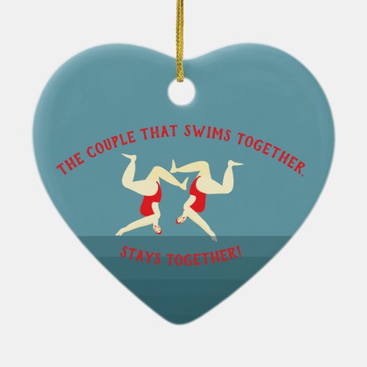 Grappige twee vrouwen wilde zwemmers kerst keramisch ornament (Achterkant)