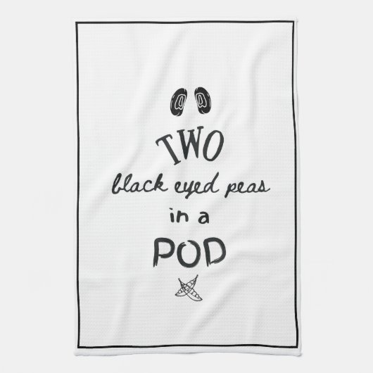 Grappige twee zwartogige erwten in een peul thee theedoek (Verticaal)