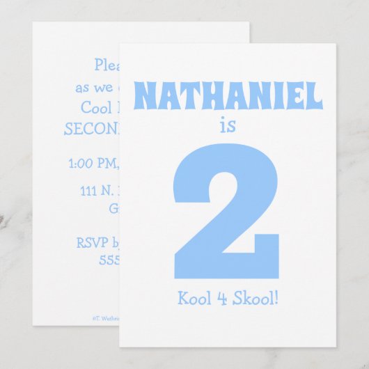 Grappige tweede verjaardag 2-jarige jongen Te Cool Kaart (Voorkant / Achterkant)