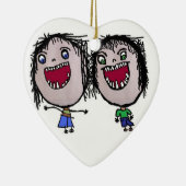 Grappige tweeling kerst keramisch ornament (Rechts)
