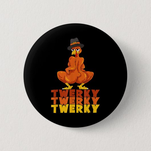 Grappige Twerky Turkey Butt Thanksgiving Dans Ronde Button 5,7 Cm (Voorkant)
