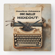 Grappige  Typewriter wandklok