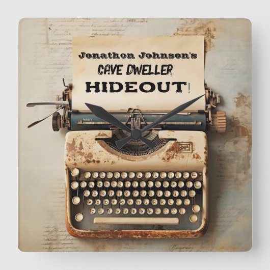 Grappige  Typewriter wandklok (Voorkant)