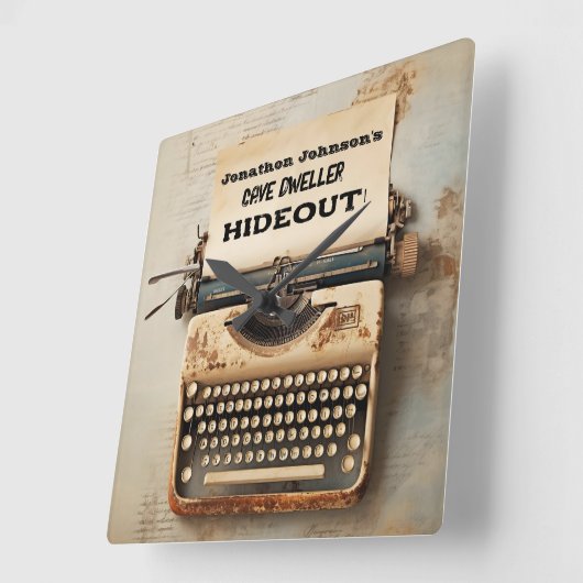 Grappige  Typewriter wandklok (Hoek)