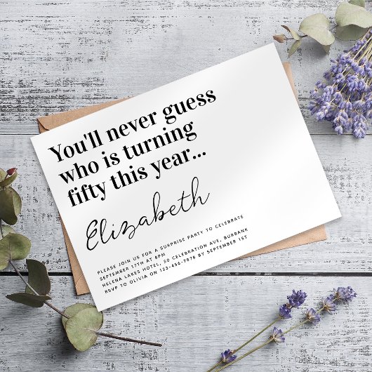 Grappige typografie 50e verjaardagsfeestje kaart