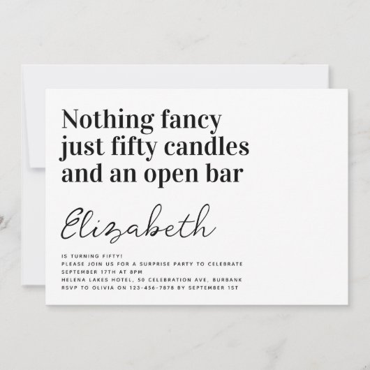 Grappige typografie 50e verjaardagsfeestje kaart (Voorkant)