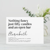 Grappige typografie 50e verjaardagsfeestje kaart (Staand voorkant)