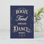 Grappige Typografie Booze Food Dance Moves Casual Kaart (Staand voorkant)