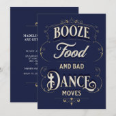 Grappige Typografie Booze Food Dance Moves Casual Kaart (Voorkant / Achterkant)