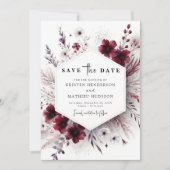 Grappige typografie Bourgondische bruiloft Save The Date (Voorkant)