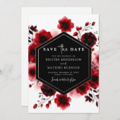 Grappige typografie Crimson Red Wedding Save The Date (Voorkant / Achterkant)