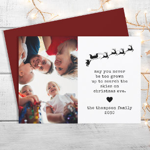 Grappige  typografie Een foto Rode Kerst Feestdagenkaart