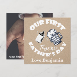 Grappige typografie Eerste Vaderdag fotokaart Notitiekaartje