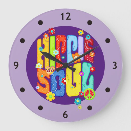 Grappige typografie - HIPPIE ZIEL 1 Grote Klok (Voorkant)