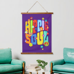 Grappige typografie - HIPPIE ZIEL 1 Hangend Wandkleed
