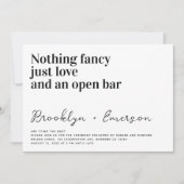 Grappige typografie Niets Fancy Foto Bruiloft Kaart (Voorkant)