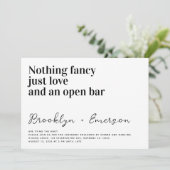 Grappige typografie Niets Fancy Foto Bruiloft Kaart (Staand voorkant)
