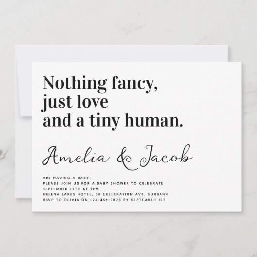 Grappige typografie Tiny Human Couple's Baby showe Kaart (Voorkant)