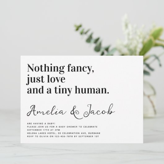 Grappige typografie Tiny Human Couple's Baby showe Kaart (Staand voorkant)