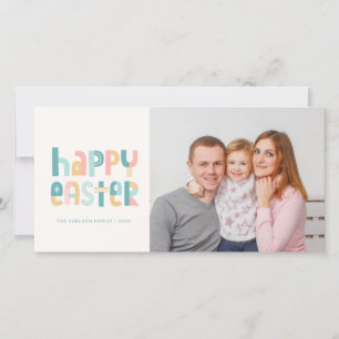 Grappige typografie vrolijk Pasen fotokort Feestdagenkaart