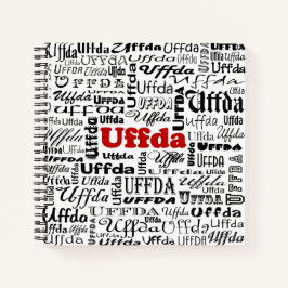 Grappige Uffda Noorse expressie Zwart & rood Tekst Notitieboek