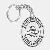 Grappige UFO Alien Buitenaards Wezen Getest & Goed Sleutelhanger (Voorkant Links)