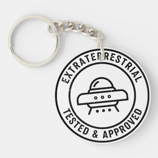 Grappige UFO Alien Buitenaards Wezen Getest & Goed Sleutelhanger (Voorkant)