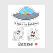 Grappige UFO Alien die Geest ontvoert Sticker (Vel)