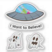Grappige UFO Alien die Geest ontvoert Sticker (Voorkant)