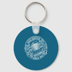 Grappige Ufo Alien Gaslighted Overheids Kunstwerk Sleutelhanger