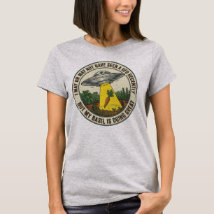 Grappige UFO Alienontvoering Keuken Basilicum Tuin T-shirt