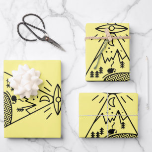 Grappige Ufo, Area 51, Buitenaardse Ontvoering Inpakpapier Vel