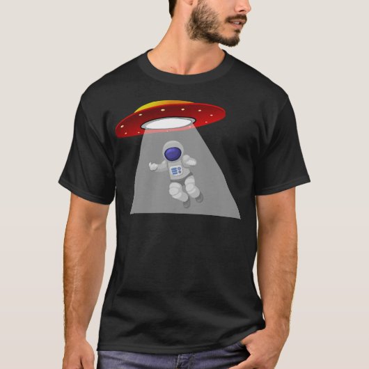 Grappige UFO-astronautenontvoering T-shirt (Voorkant)
