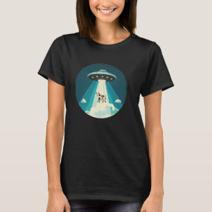 Grappige UFO die een koe omhoog straalt voor kosmi T-shirt