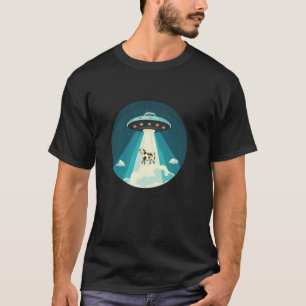 Grappige UFO die een koe opstraalt voor kosmisch g T-shirt