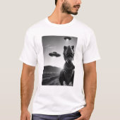 Grappige UFO-dinosaurusselfie met UFO's T-shirt (Voorkant)