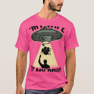 Grappige UFO Drums Ontvoering Drummer Drum Set Gif T-shirt